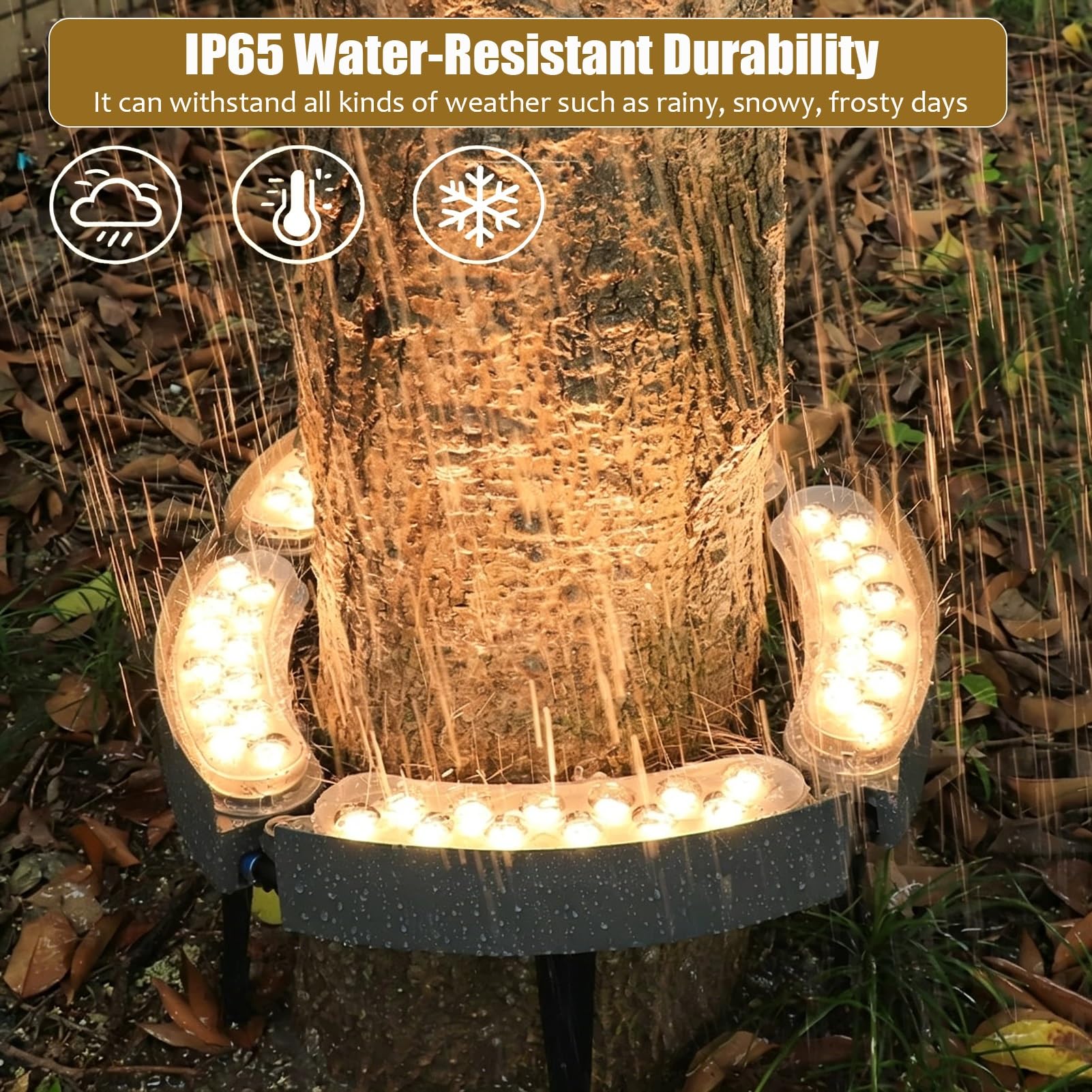 Wodoodporne Lampy Pierścieniowe IP65 Na Zewnątrz, Reflektory Krajobrazowe LED DC24V, Ciepłe Białe Światło 3000K Do Palm, Podwórek I Ogrodów(AC220V/DC24V,4 lights)