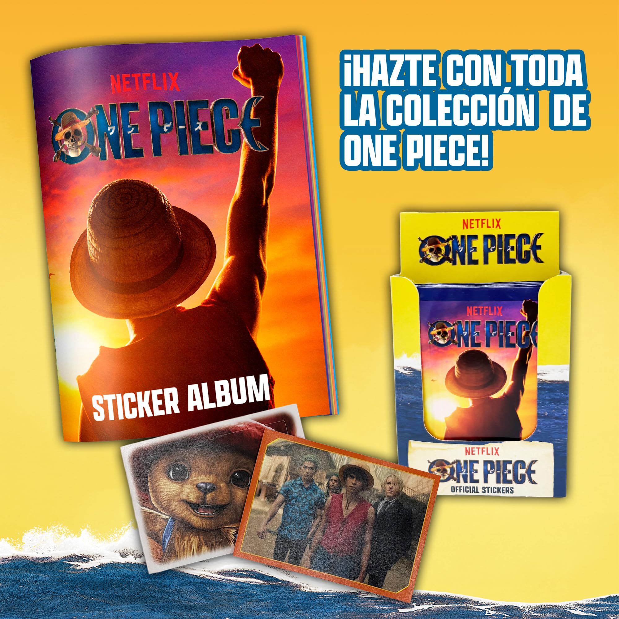 Bizak One Piece Stickers Cards - Scatola di 30 buste, 150 carte da collezione ufficiali con disegni olografici e fustellati ispirati alle stagioni 1 e 2, adesivi da collezione e da scambiare (64395000