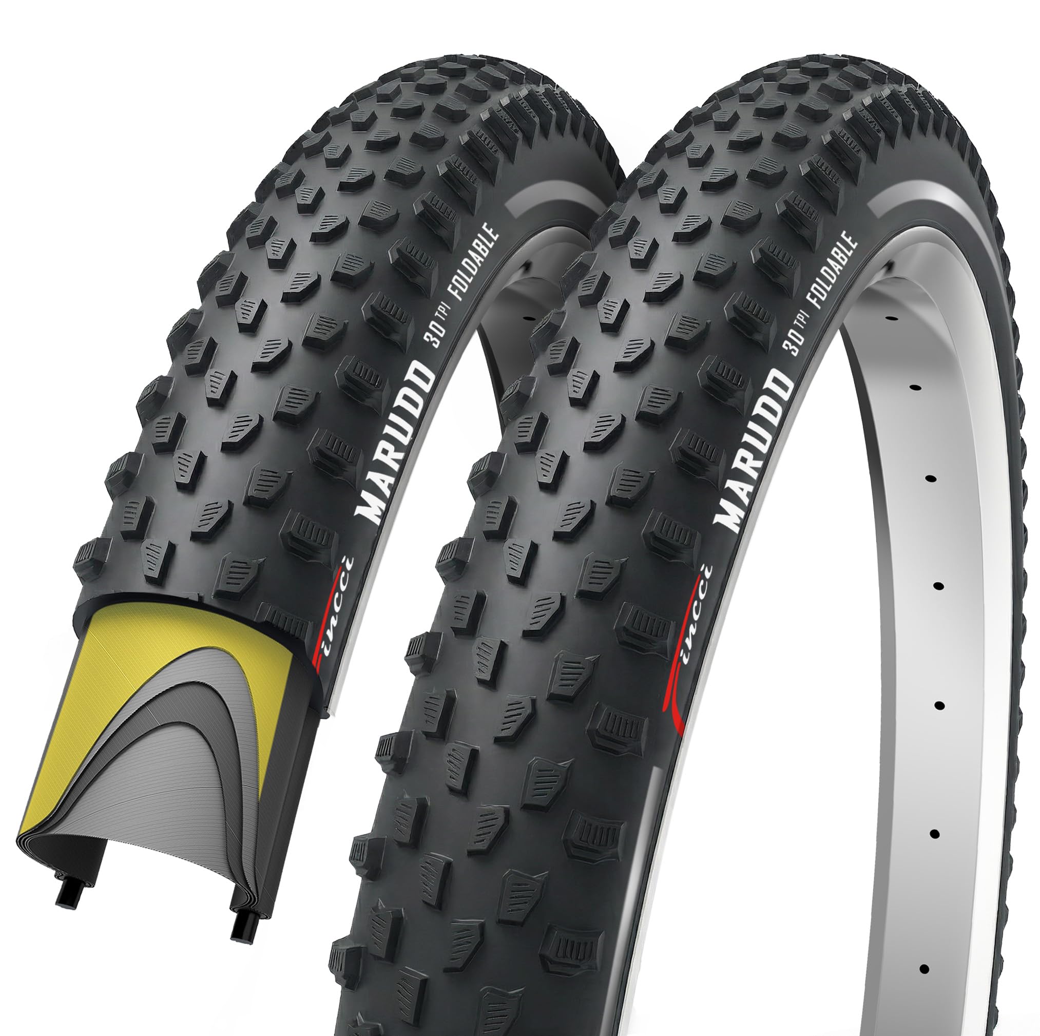 Fincci Reflective 29 x 2.1 Inch Tyres Mountain Bike- Pair Foldable Bicycle Tyres MTB 29 Inch with 1mm Nylon Puncture Proof for Hybrid & Electric & Electric & Enduro Bikes - Accessories 52-622