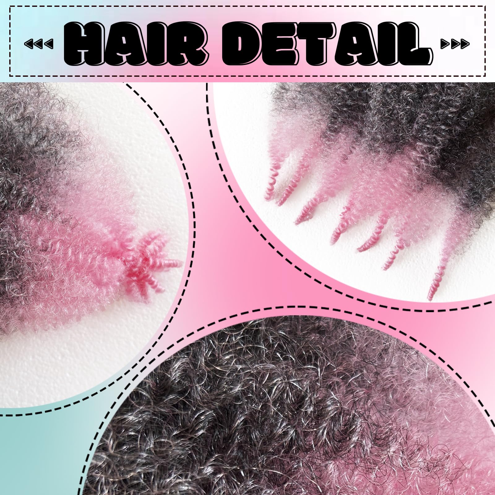 Springy Afro Hair Pre-Fluffed Marley Twist Braiding Extension (1B-Pink, 16 inch(Pack of 3)) - Image 4