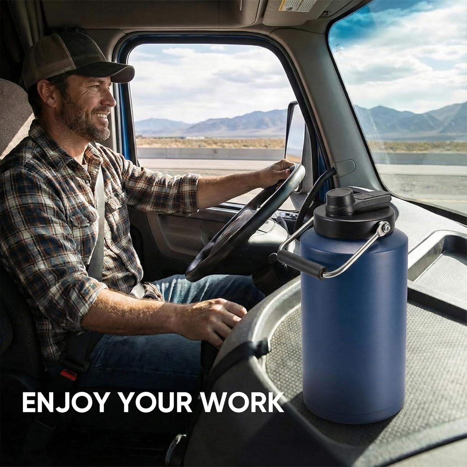 One Gallon Insulated Water Bottle for Travel: 2-in-1 Straw and Spout Lid, Keep Cold 24Hrs, Leakproof, 128oz Water Jug With Handle, Vacuum Stainless Steel for Sports, Hiking, Trip(Dark Blue) - Image 9