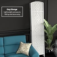 Vista 9 de Red Lantern Divisor de habitación de 4 paneles blanco con tejido de diamante de 7 pies de alto