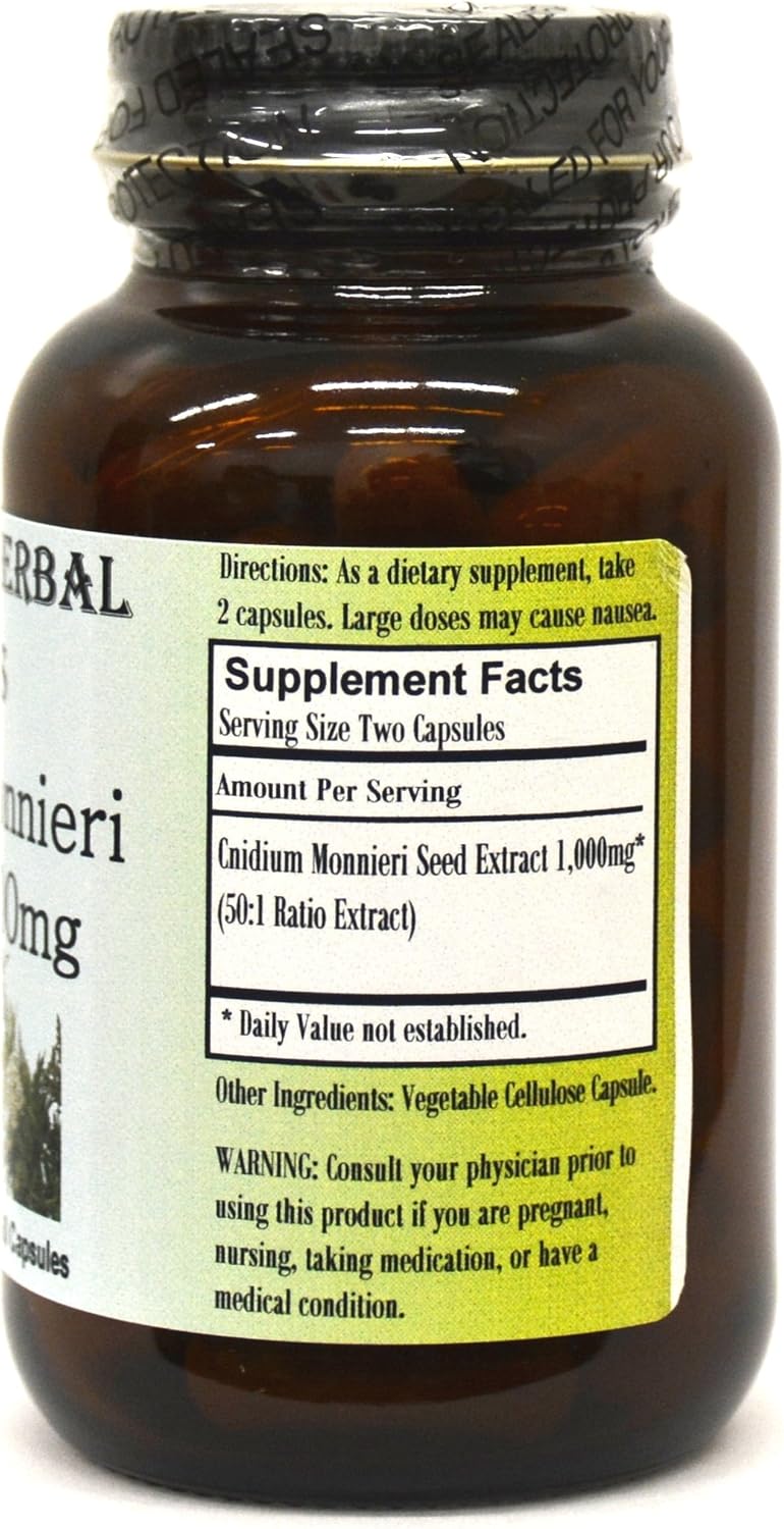 Barlowe's Herbal Elixirs Cnidium Monnieri Extract 50:1-60 500mg VegiCaps - Stearate Free, Bottled in Glass!
