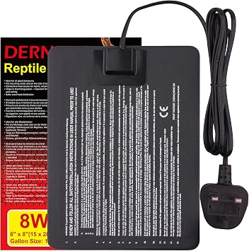 DERNORD Heat Mat Reptile 8W - Heating Pad Reptile for Snake Terrarium Vivarium Bearded Dragon Bird Heater Tortoise Accessories