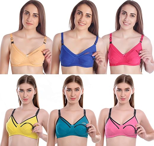 MiEstilo Women’s Cotton Blend Non-Padded Wirefree Maternity/Nursing Bra Combo