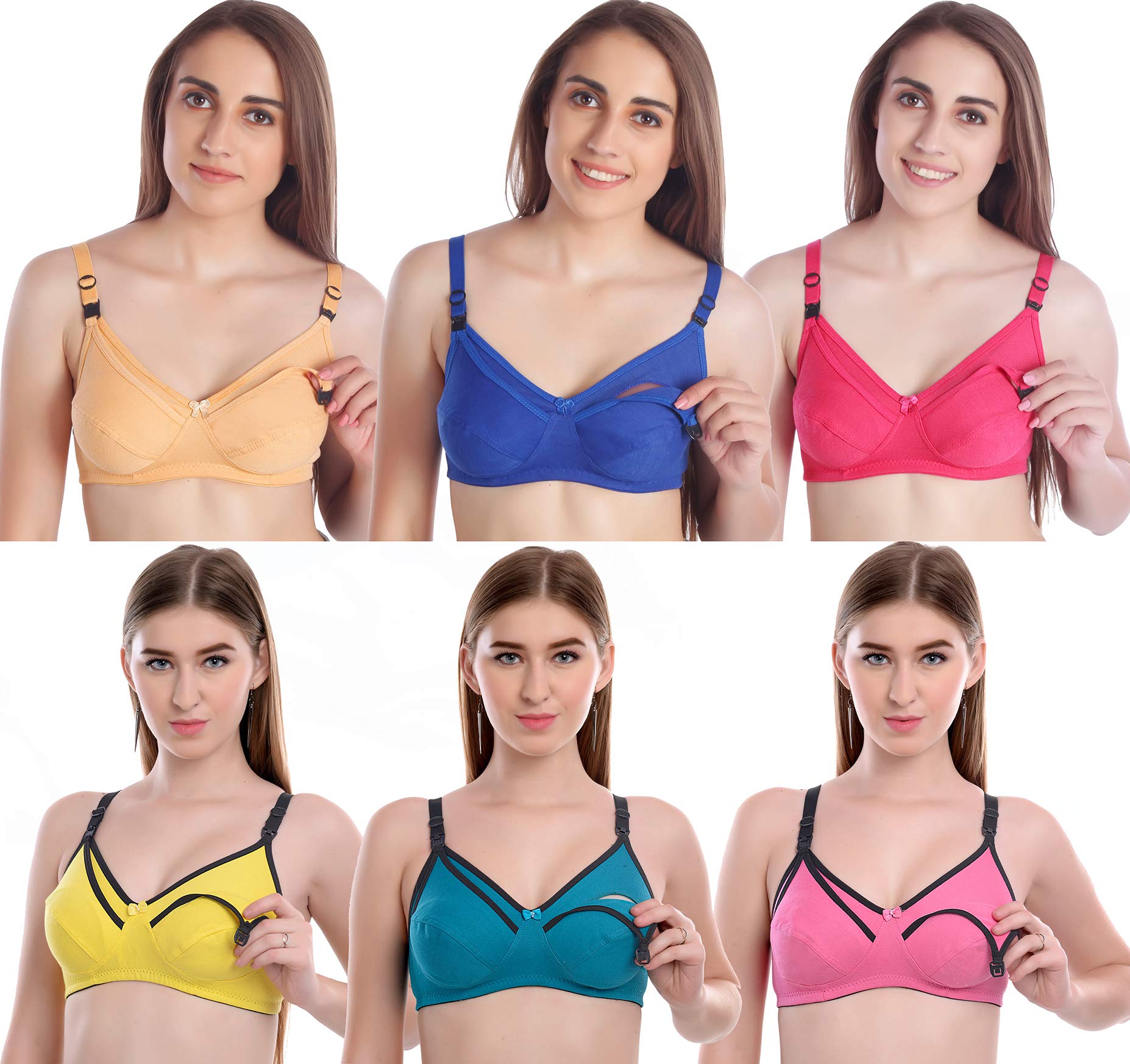 MiEstilo Women's Cotton Blend Non-Padded Wirefree Maternity/Nursing Bra Combo-image-4
