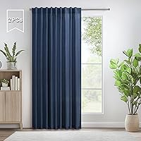Vista 69 de Cortinas de lino natural semitraslúcidas Pitalk de 36 pulgadas de ancho para sala de estar, juego de 2 paneles con pestaña trasera, cortinas