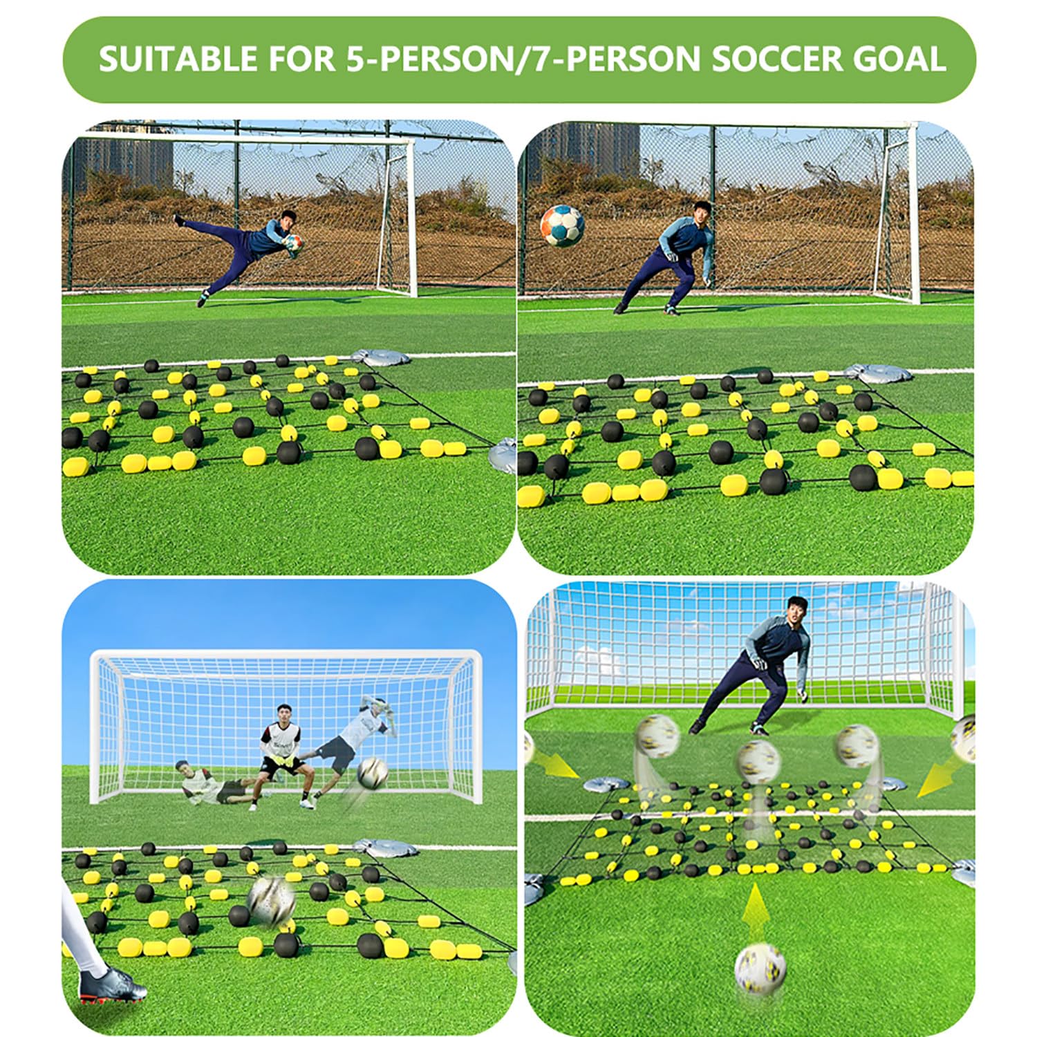 Rimbalzatore da calcio 2m/6.56ft, Allenatore Portiere Calcio Allenamento, Tavola di Rimbalzo con Borsa Porta Pallone/4*Sacchetto per Acqua, per Squadra Volley Passaggio Allenamento Individuale