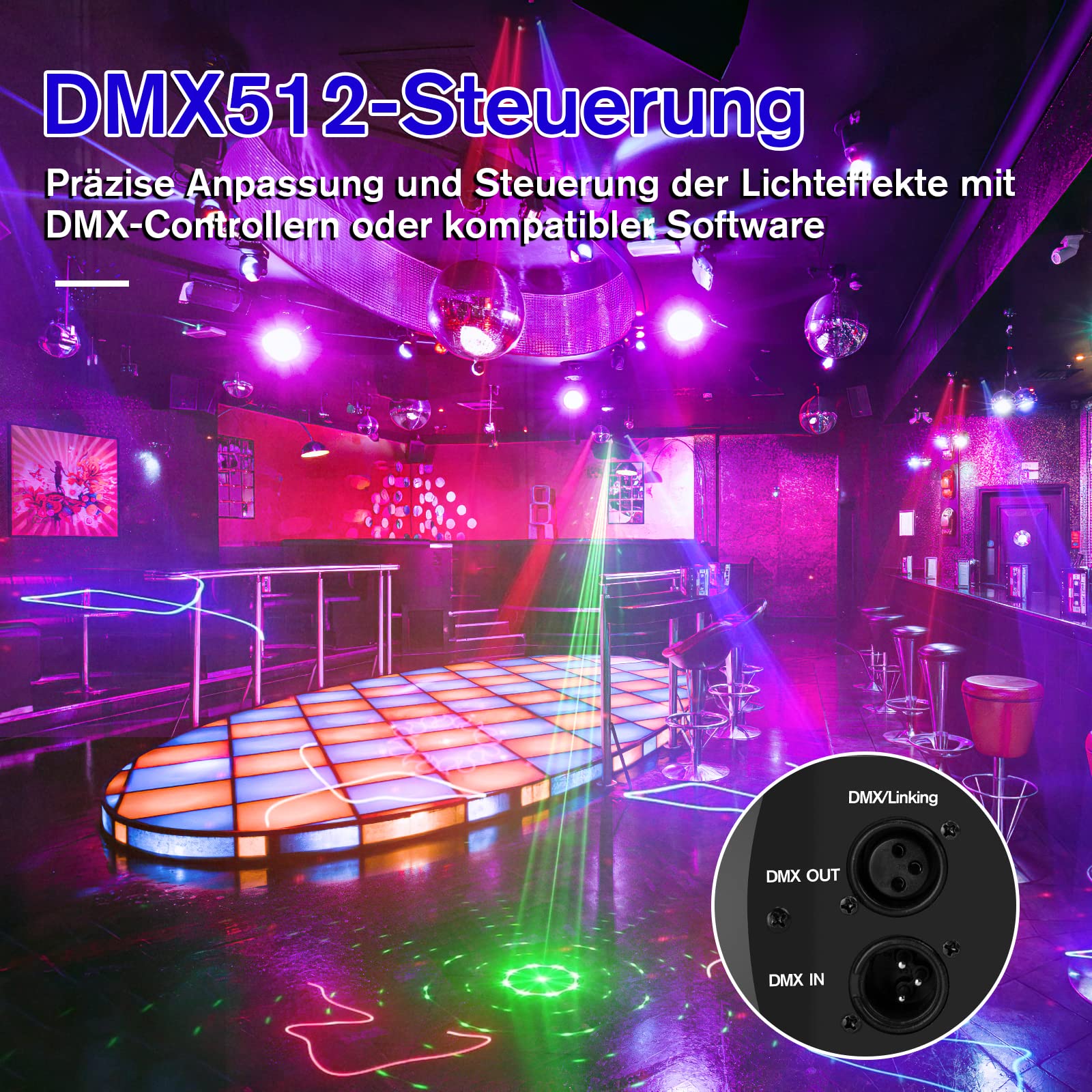 Discolicht Partylicht, 3D RGB Animation DMX Effektstrahler LED Licht DJ Projektor Musikgesteuert DJ Disco Lichter, Für KTV Familientreffen Hochzeit Geburtstag Halloween Adventskalender