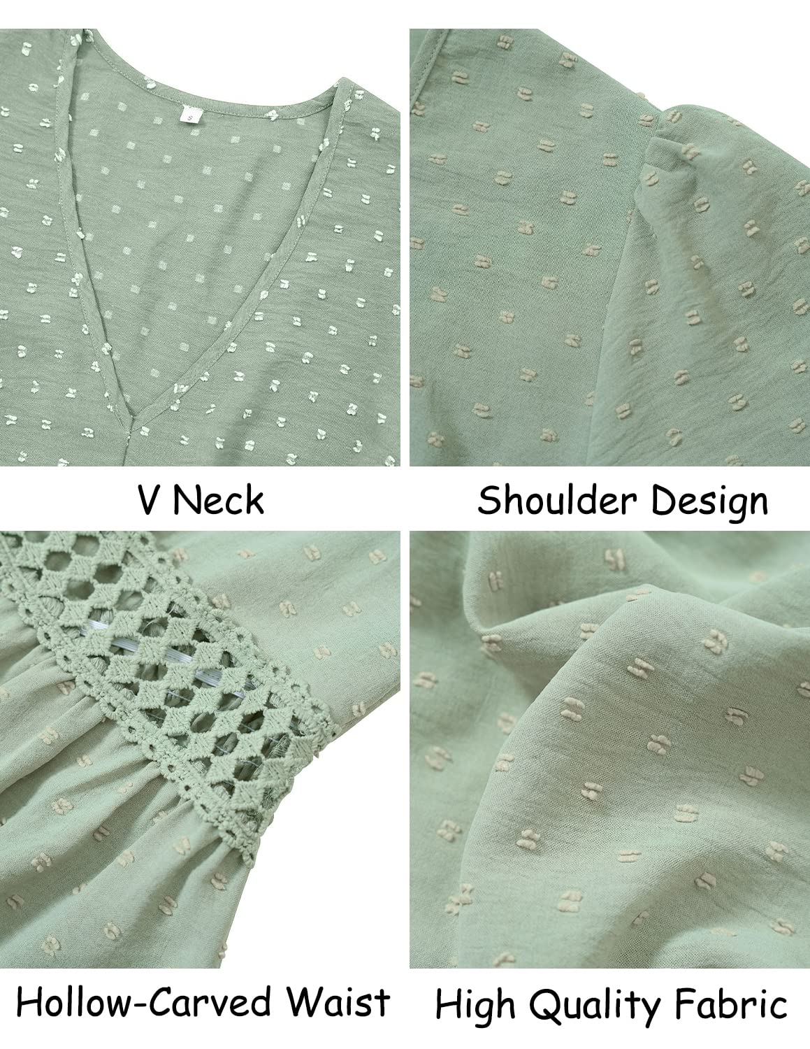 Femme Robe de Eté Col en V Elégant Pois Volants Taille Haute Manches Courtes/Longues Décontractée A-Ligne Mini Robes