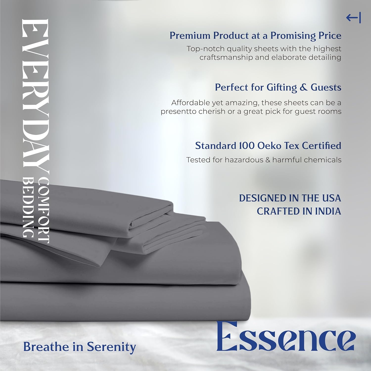 Mayfair Linen 100% Organic Cotton Sheets Queen Size - 4 PC Organic Cotton Queen Size Percale Weave Sheet Set, Soft, Cooling, Crisp & Breathable, 16" Deep Pocket Hotel Quality Bedding Set - Dark Grey - Image 7