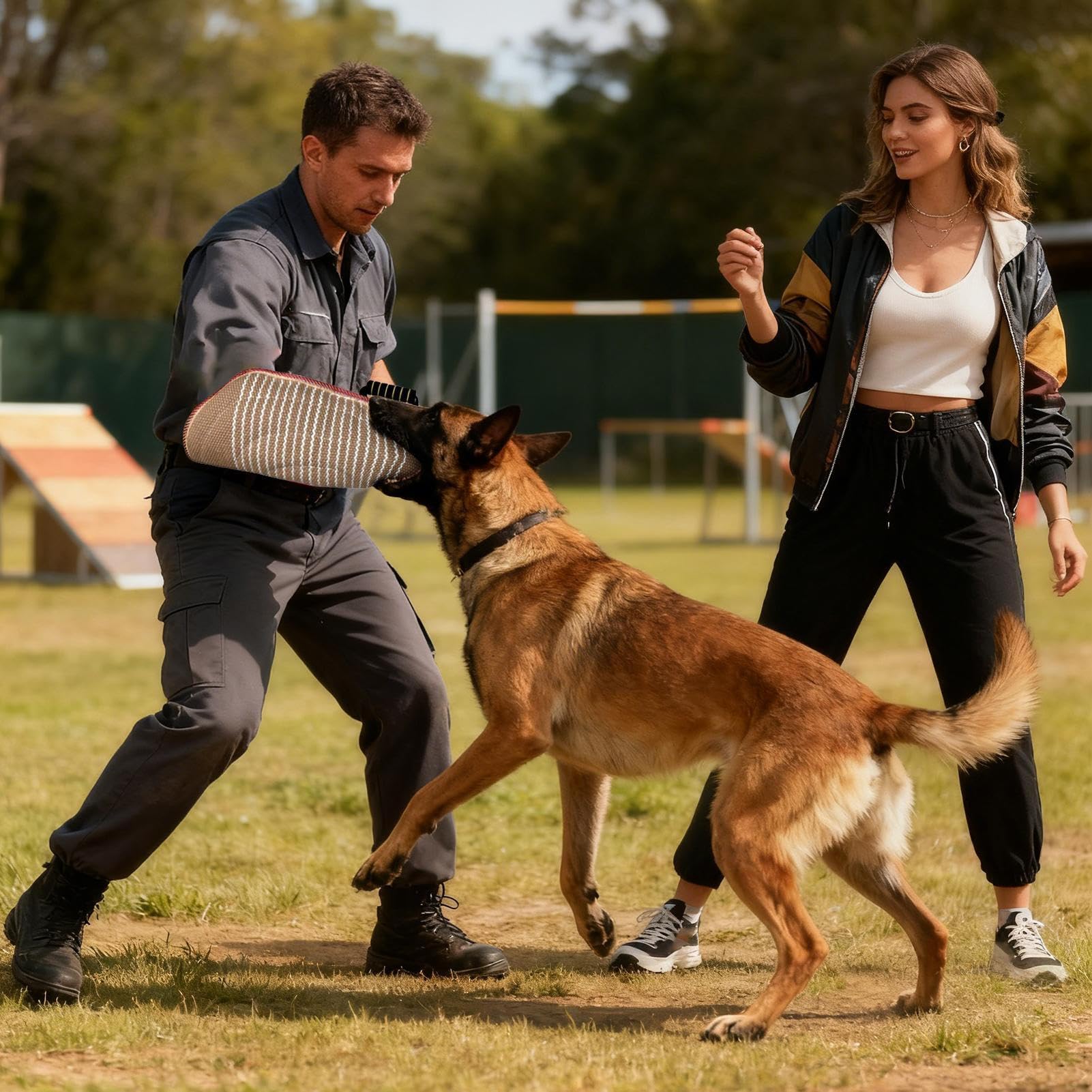 Manga mordida para perro, equipo de entrenamiento para mordeduras de cachorros, juguete de protección de brazos con yute fuerte, organizador de agarre seguro con mango cómodo, suministros para jardín