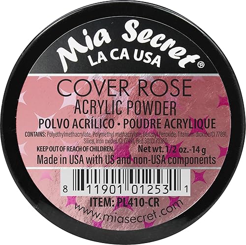 Mia Secret Cover Rose - Polvo acrílico para uñas, 0.5 onzas, fabricado en Estados Unidos