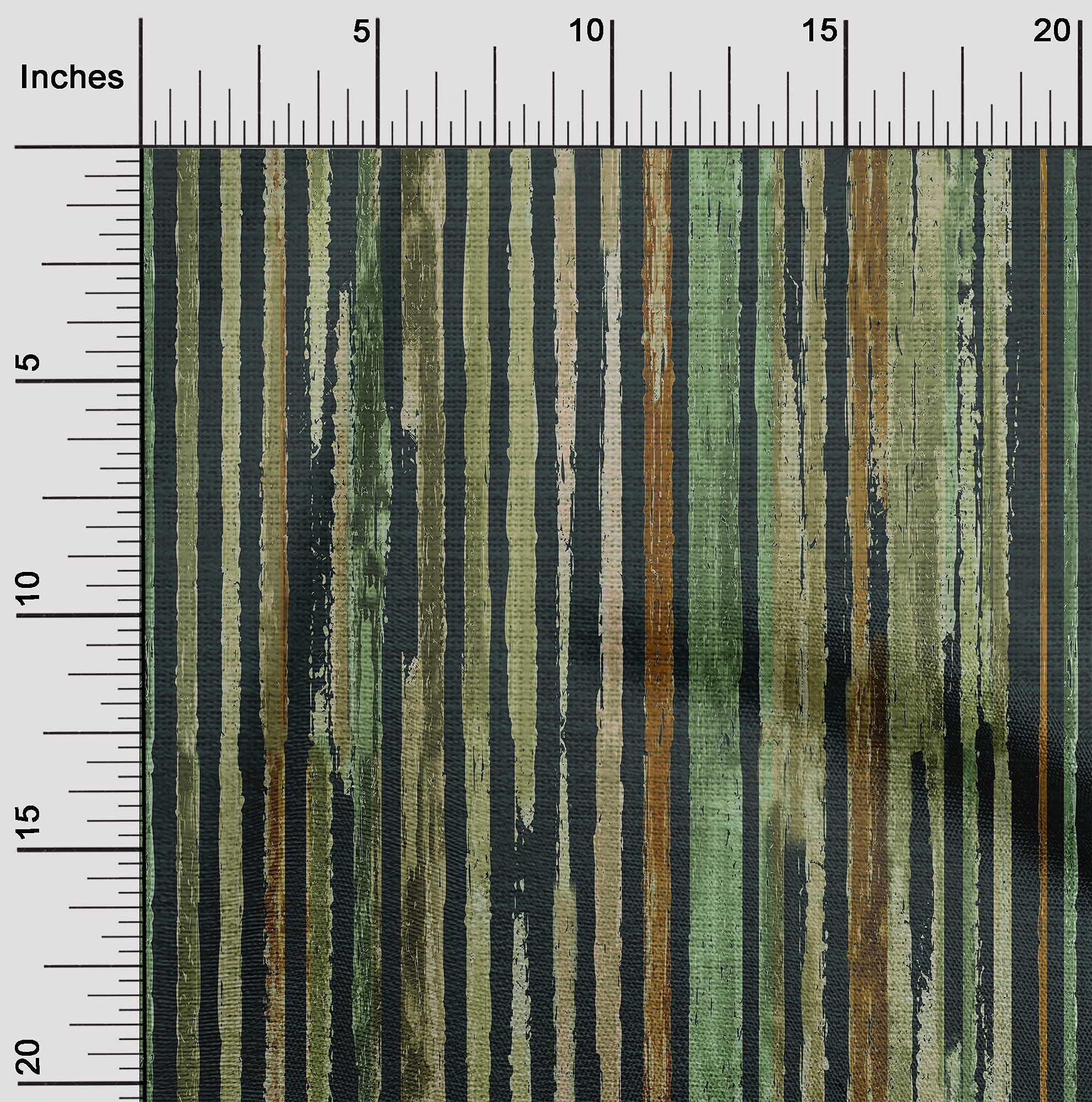 oneOone Cotton Poplin Forest Green Fabric Striped Line Quilting
