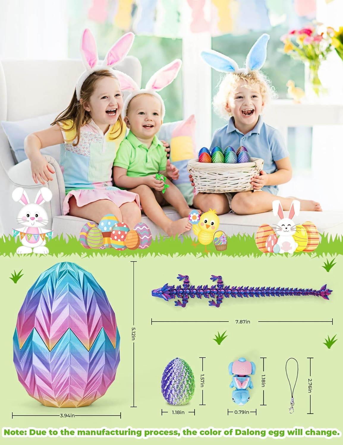 18Pcs 3D Printed Dragon Egg with Mini 3D Printed Animals & Crystal Dragon Inside,3D Printed Flexible Articulated Fidget Toys for Kids Teens Adults,Prefilled Easter Basket Stuffers & Essentials - Image 6