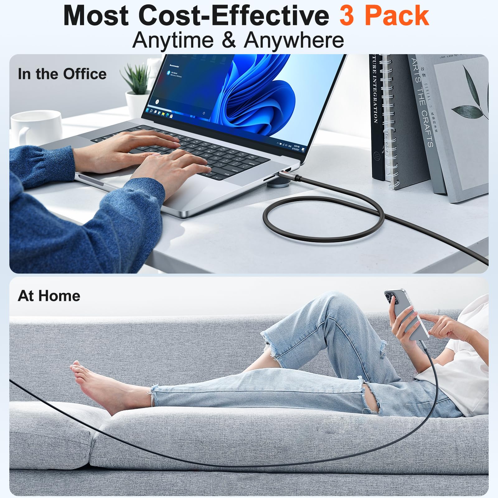 Cable USB C a USB C de 240 W con pantalla, [4 pies/3 unidades] Cable de carga USB C a USB C, cable de carga rápida tipo C compatible con iPhone 16/15 Pro Max, Galaxy S25/S24, MacBook Pro/Air, iPad