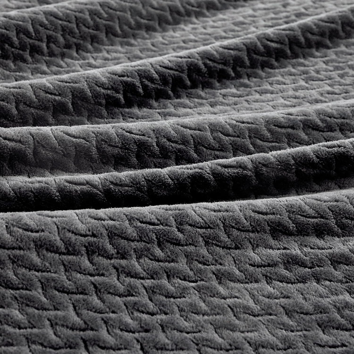 Oversized King Fleece Blanket 120x120 Inches, Seamless Soft Cozy 3D Jacquard Flannel Blanket 10'x10' Extra Large for Bed, Sofa, Couch, Travel & Camping, California King Throw, Dark Grey Leaf