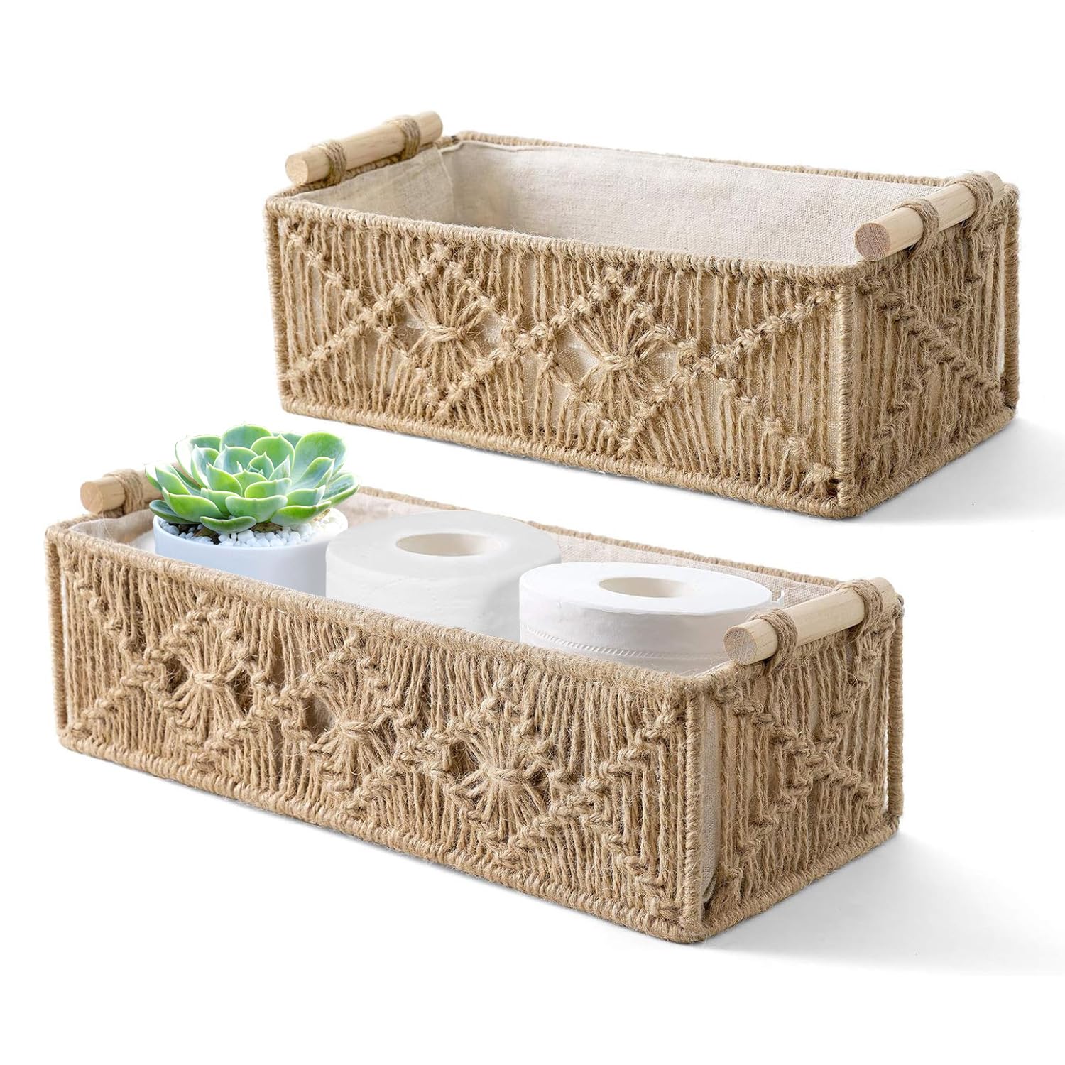 Aufbewahrungskörbe Dekor Box Handgemachte Gewebte Dekorative Arbeitsplatte Toilettentank Regal Schrank Organizer,Makramee Aufbewahrungskörbe Box,Aufbewahrungskorb Geflochten,Handgewebte Dekorbox