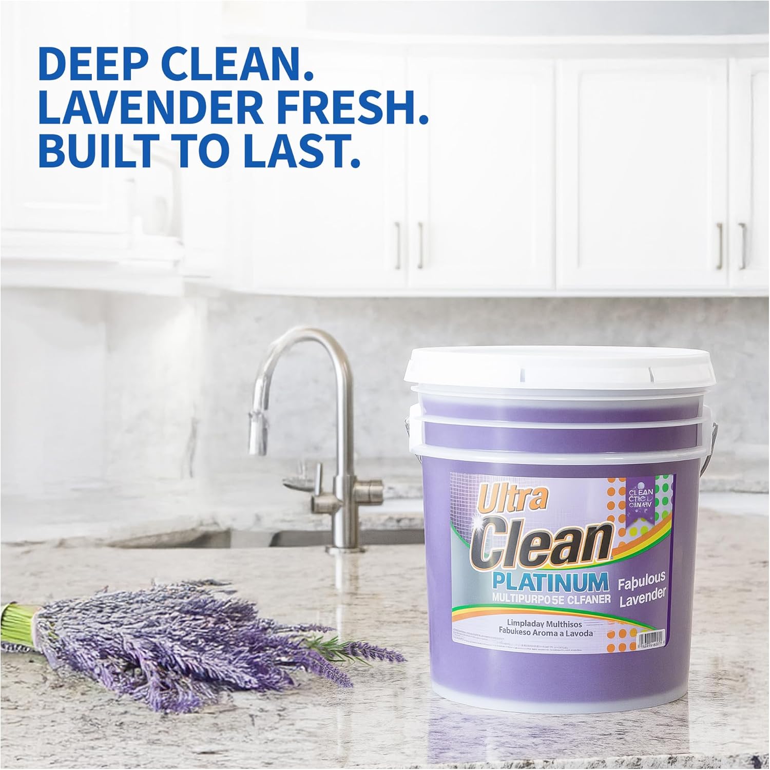Ultra Clean Platinum Multipurpose Cleaner, Non-Abrasive and Bleach-Free, for Kitchen Counters, Bathroom Floors and Garage Spaces, Lavender, 5 Gallons
