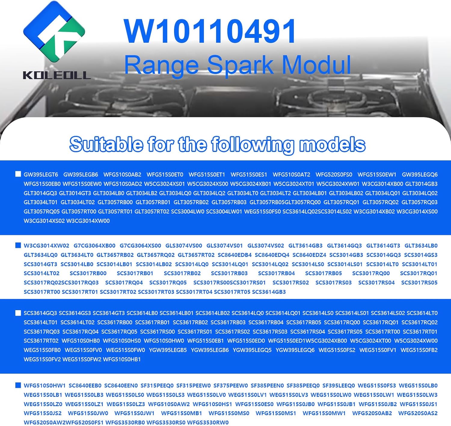 W10110491 Range Spark Module Compatible with Whirlpool Gas Range, Replace 3186493 3188112 8522423 8522426 AP6015060 PS11748331 W10110488 WPW10110491