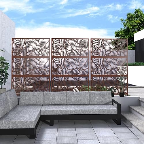 Miniatura 4 de Elevens Pantalla de privacidad para patio, pantalla de privacidad al aire libre con soporte, pantalla de privacidad de metal decorativo de pie para