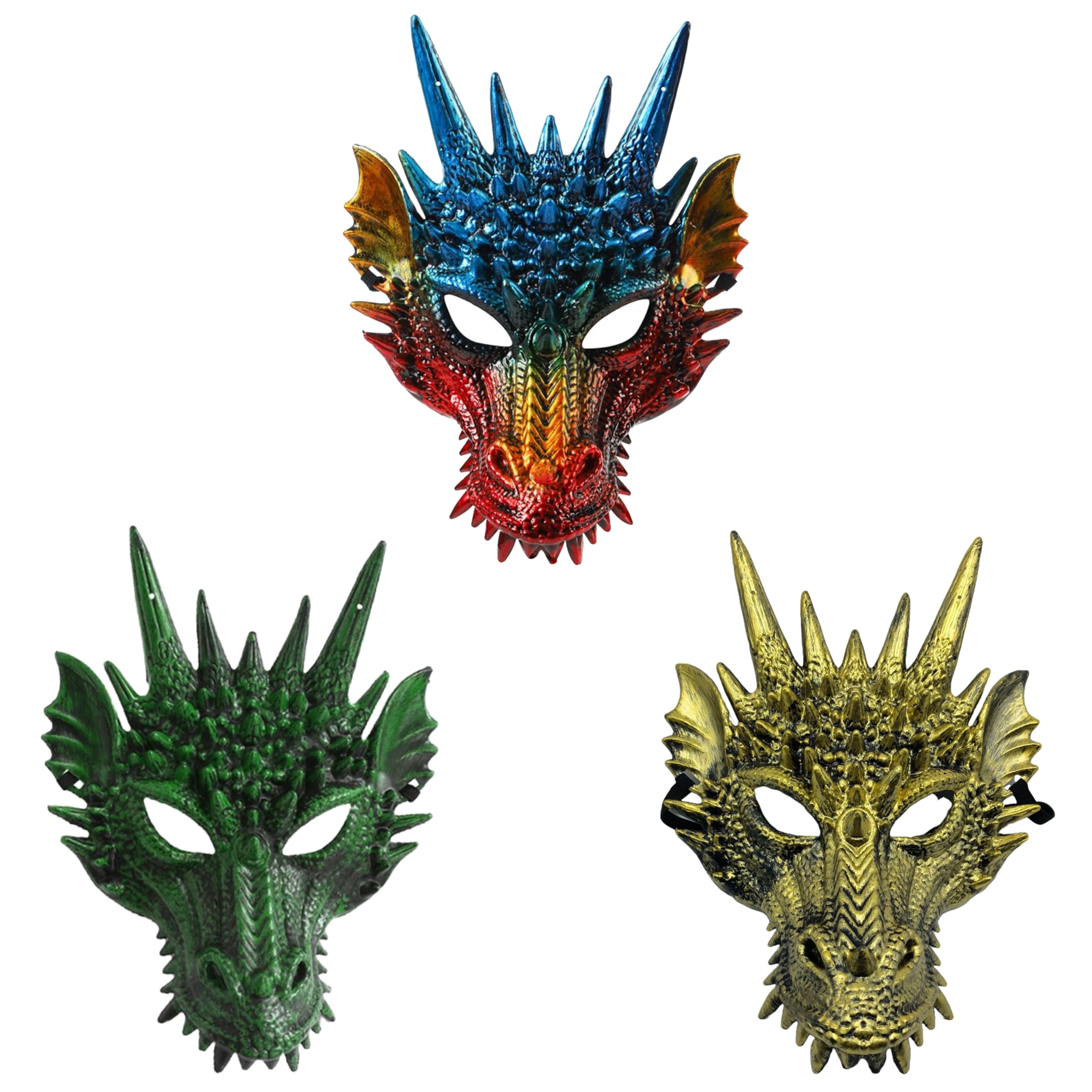 Komonee 3 x Dragon Mask Halloween Adult Drake Lizard Costume Party Game Unisex Fancy Dress Up GOT Outfit Dungeons Thrones — image 1
