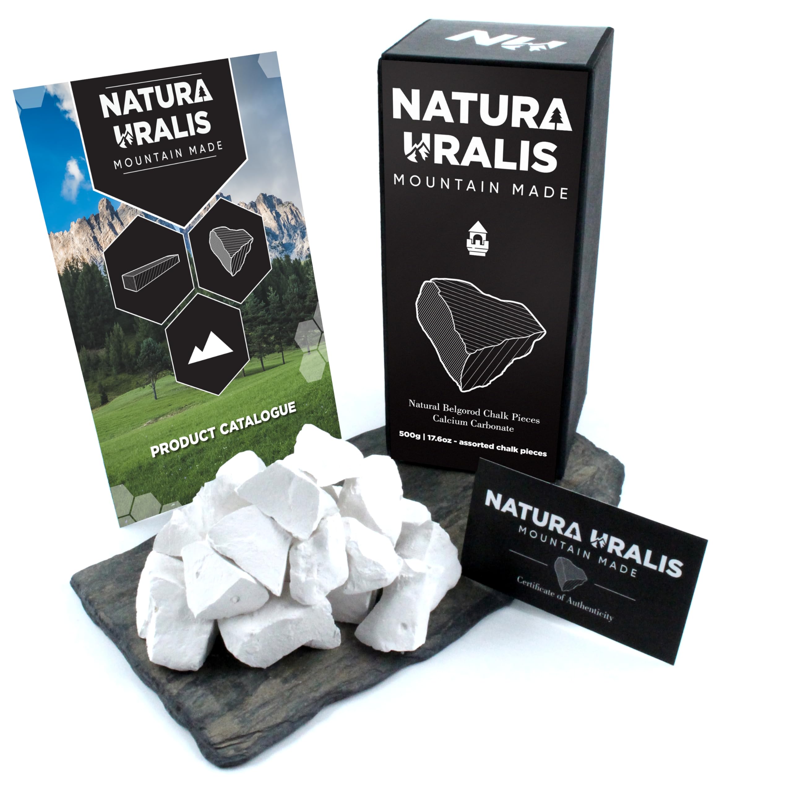 Natura Uralis Premium Belgorod Chalk Chunks | 500g of White Chalk Chunks - Amazing Crunch, Satisfying Earthy, Velvety and Firm Texture, ASMR Sensation, Natural Calcium Carbonate