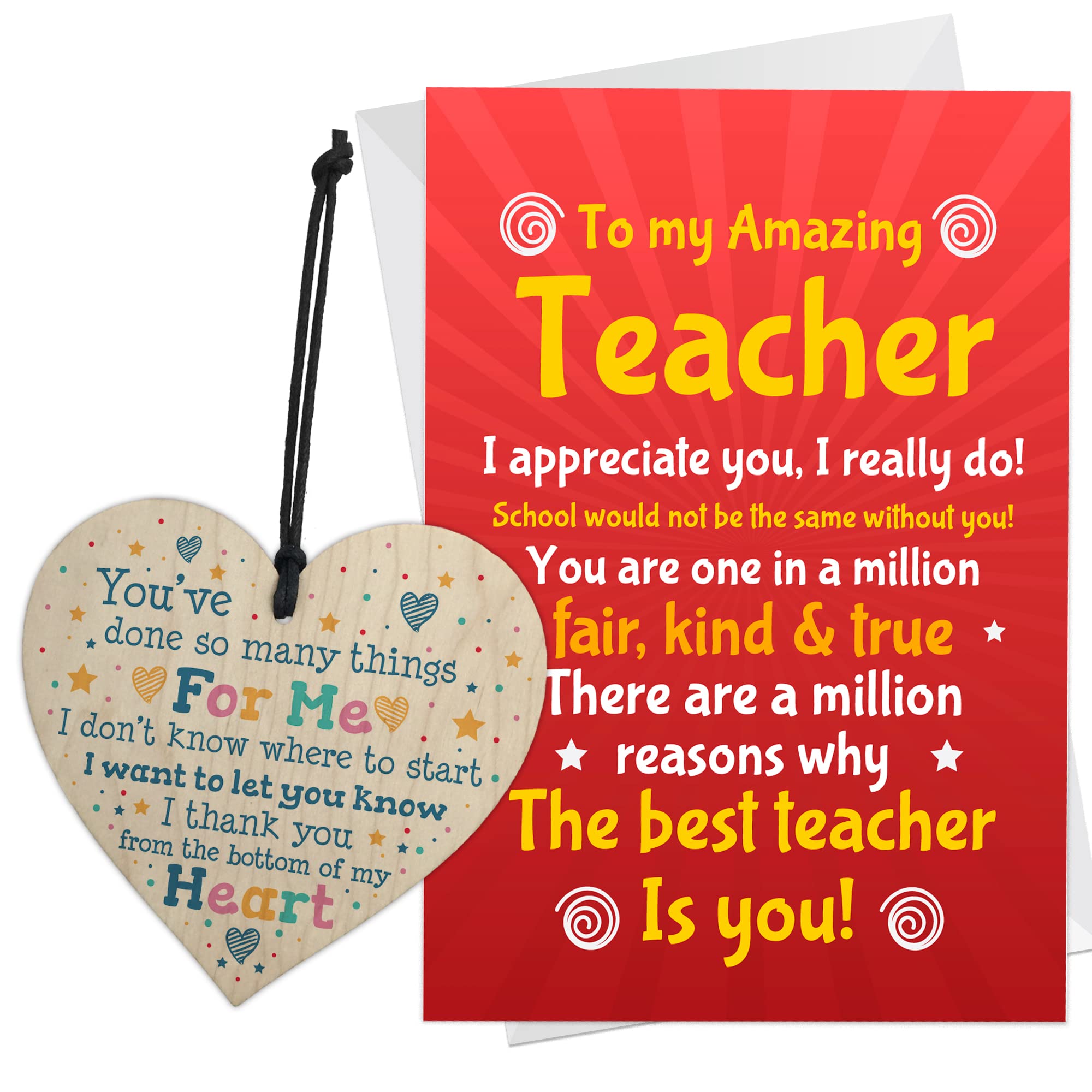 RED OCEAN BEST TEACHER Gift And Card To Say Thank You Wood Heart Teacher Gifts Leaving School Nursery Gift