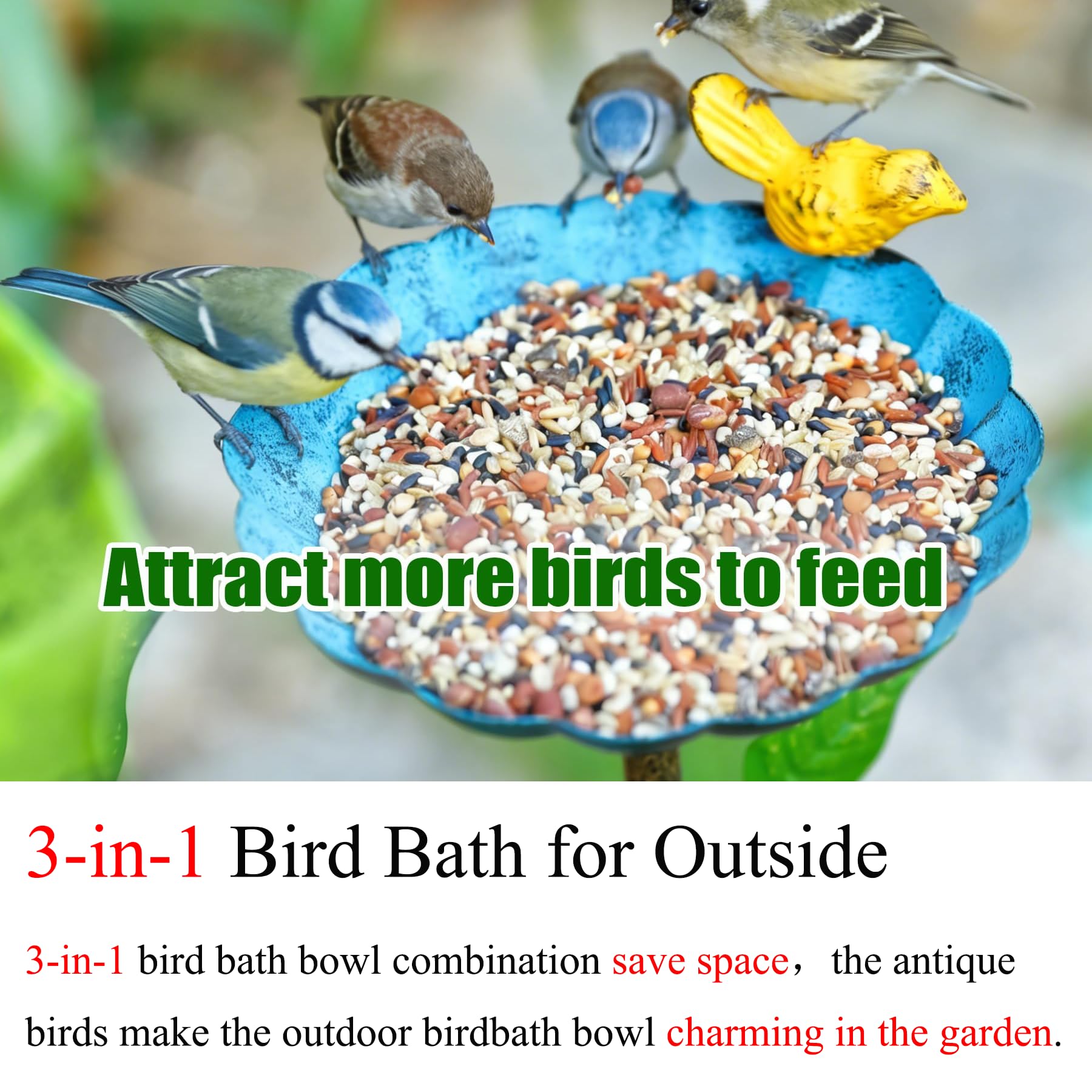 Vogeltränken für den Außenbereich, Gusseisen-Vogeltränken-Podest, Metall, Kupfer, Vogelwasserbad, antiker Garten, Hof, stehender Vogelfutterspender, dekorative robuste Vogeltränke