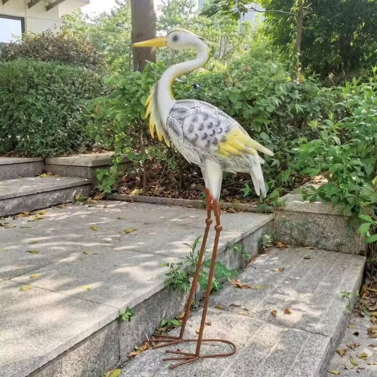 Escultura decorativa para jardín : estatuas de animales de metal para jardín alimentadas por energía solar, garza de metal pintada a mano con energía solar, escultura decorativa de pájaro, decoración