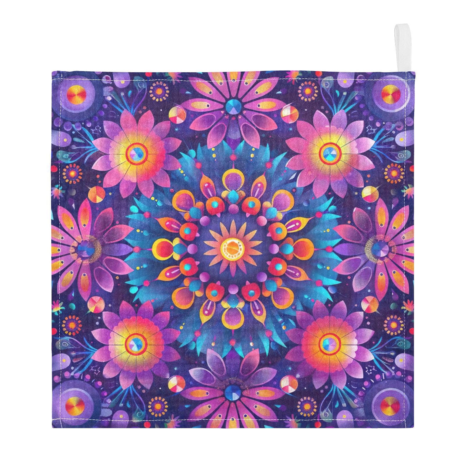 Qilmy Mandala Baby Washcloths 3 Pack, Absorbent Soft Cotton Newborn Muslin Washcloths Face Towels, 12 x 12 Inch