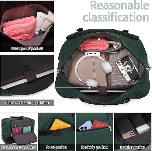 Miniatura 4 de Bolsa de fin de semana, bolsa de viaje grande para mujer, bolsa de mano con compartimento para zapatos y bolsas de aseo