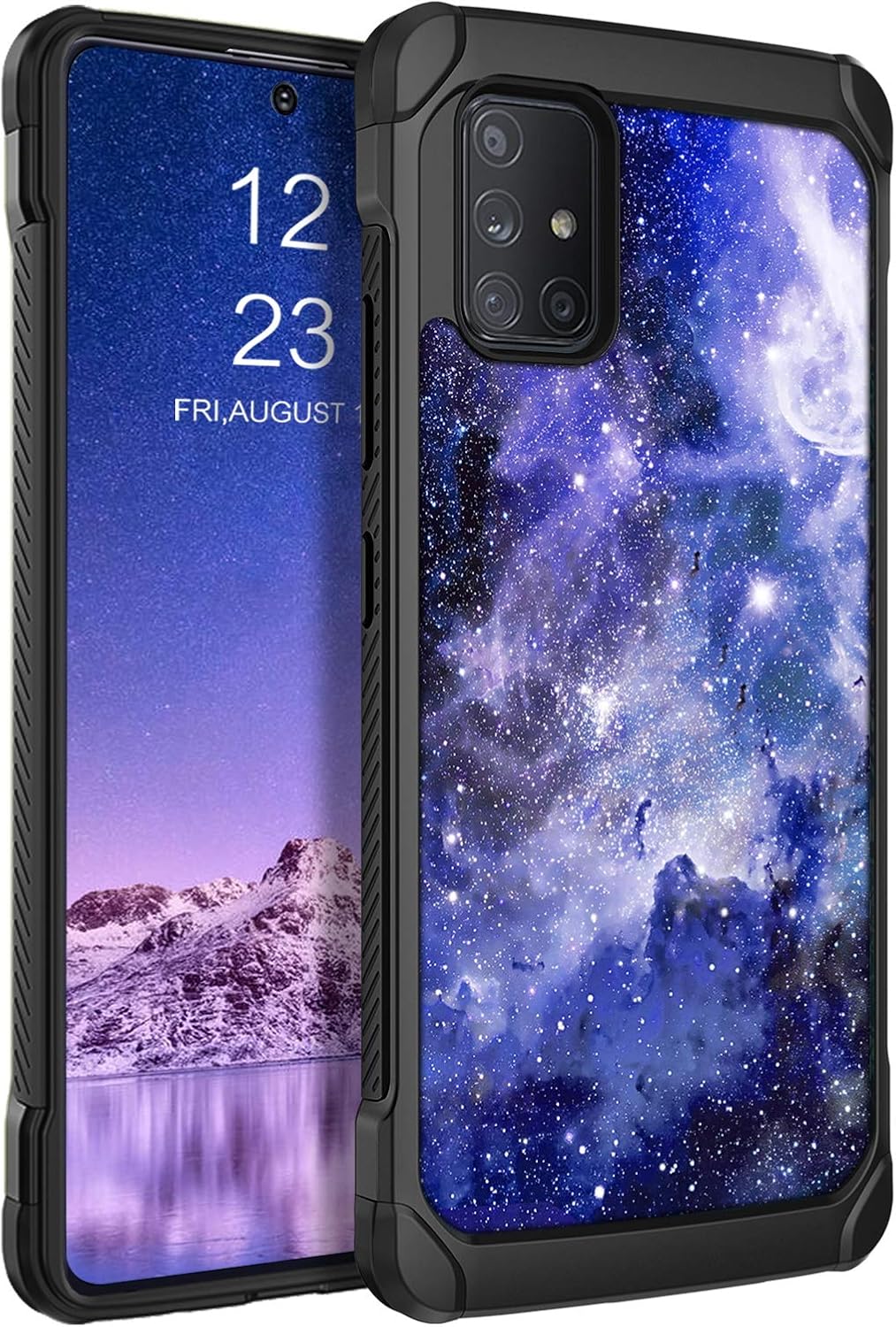 BENTOBEN Galaxy A51 5G Case [NOT FIT 4G or 5G UW Version], Slim Glow in The Dark Shockproof Protective 2 in 1 Hybrid Hard PC Soft TPU Bumper Nebula Space Design Case for Samsung Galaxy A51 5G, Blue
