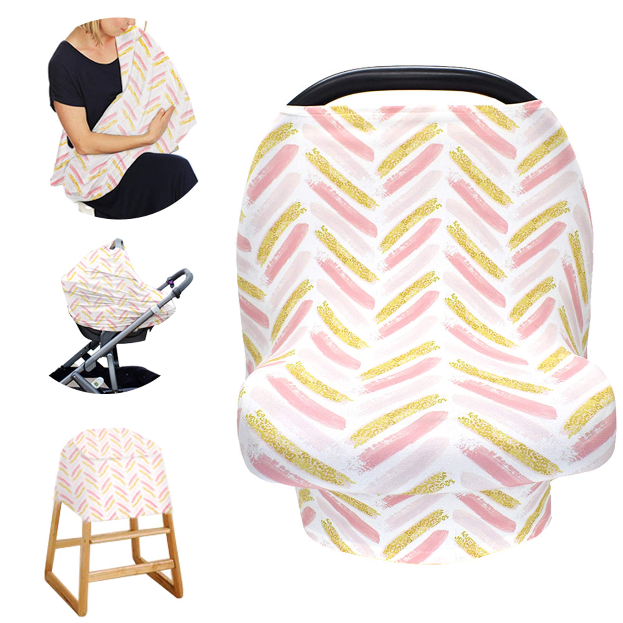 Huiacong, coprisedili per auto, per neonati, a righe, per allattamento, colore: rosa, nero, zebra, per neonati