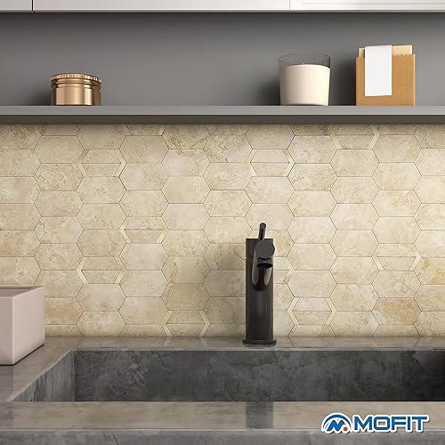 Miniatura 4 de Azulejos de despegar y pegar para salpicaduras de cocina, acabado mate, paneles de pared 3D de mármol de baño, azulejos de panal de abeja