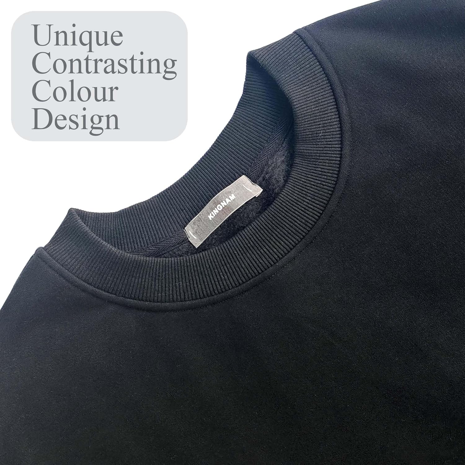 KINGNAM Oversized Sweatshirts for Women Fleece Crewneck Sweatshirt Colour Block Ribbed Trimmed Long Sleeve Casual Top - Image 4