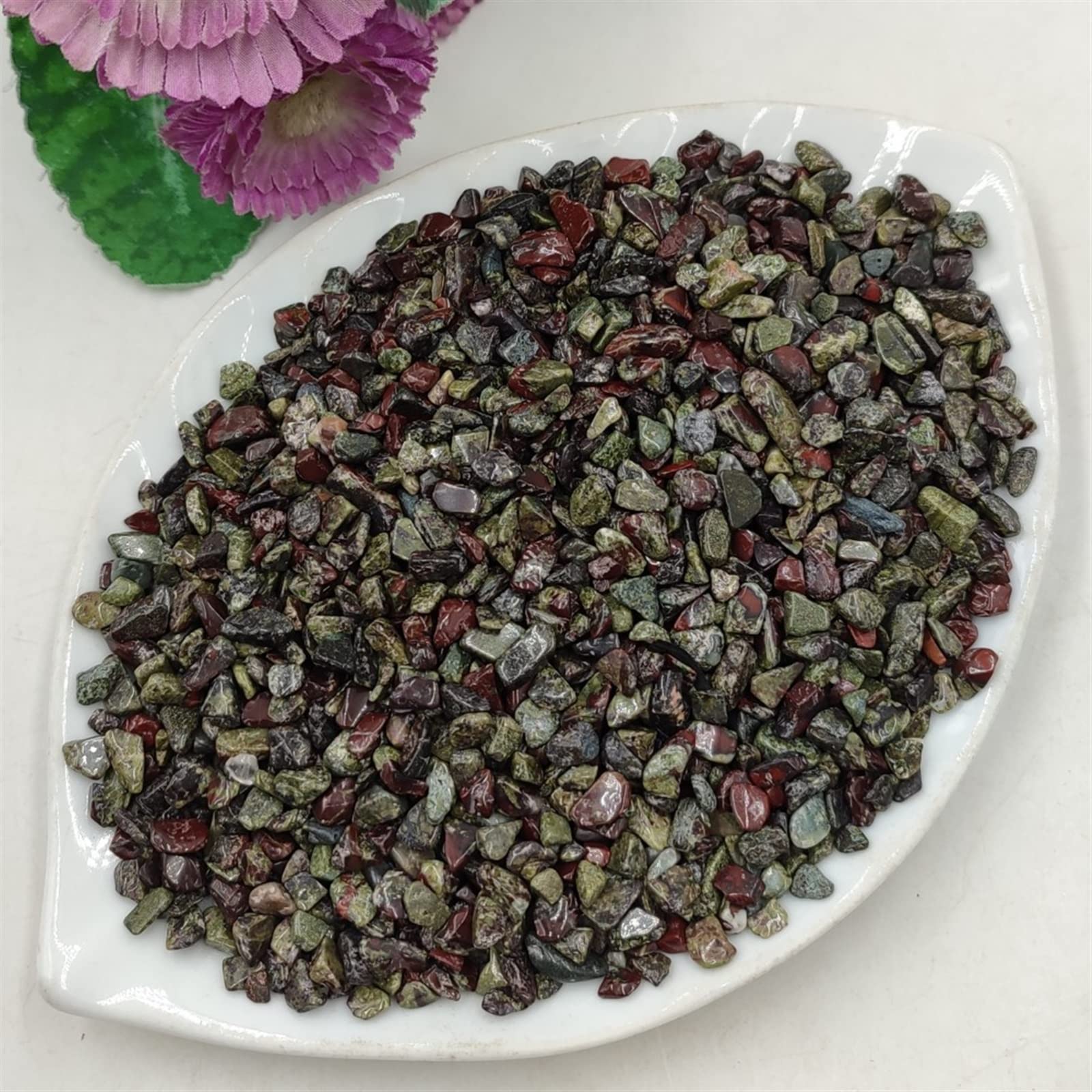100 g/Pack Natürliche Drachen Blutstein Chips Kies Berg Quarz Kristall Edelstein Aquarium Aquarium Dekoration (Color : Dragon Bloodstone, Size : 100g)