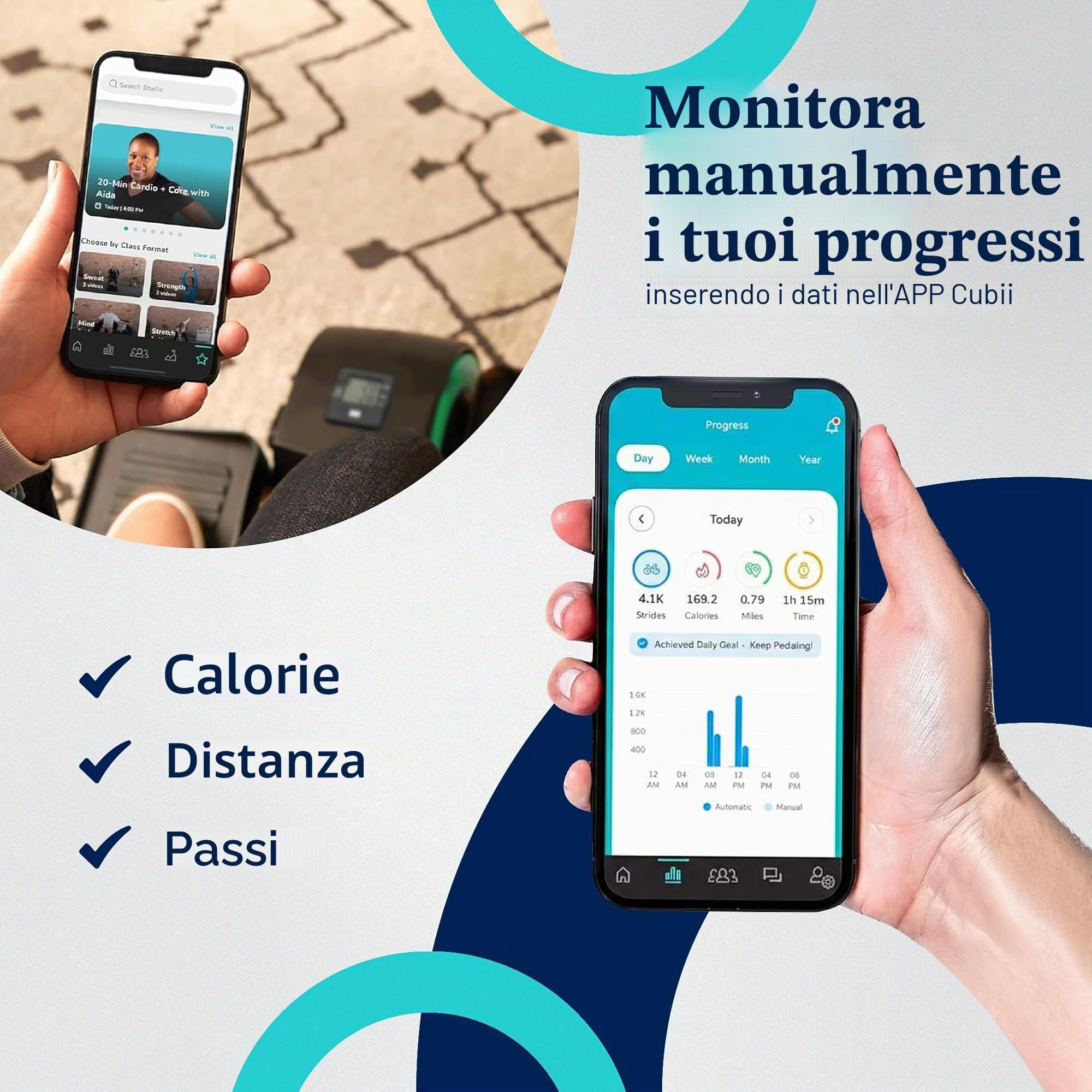 Cubii GO – Pedale ellittico da tavolo per bicicletta, con schermo LCD per fitness tracker, resistenza regolabile, lavoro da casa, ruote integrate e manico espandibile portatile