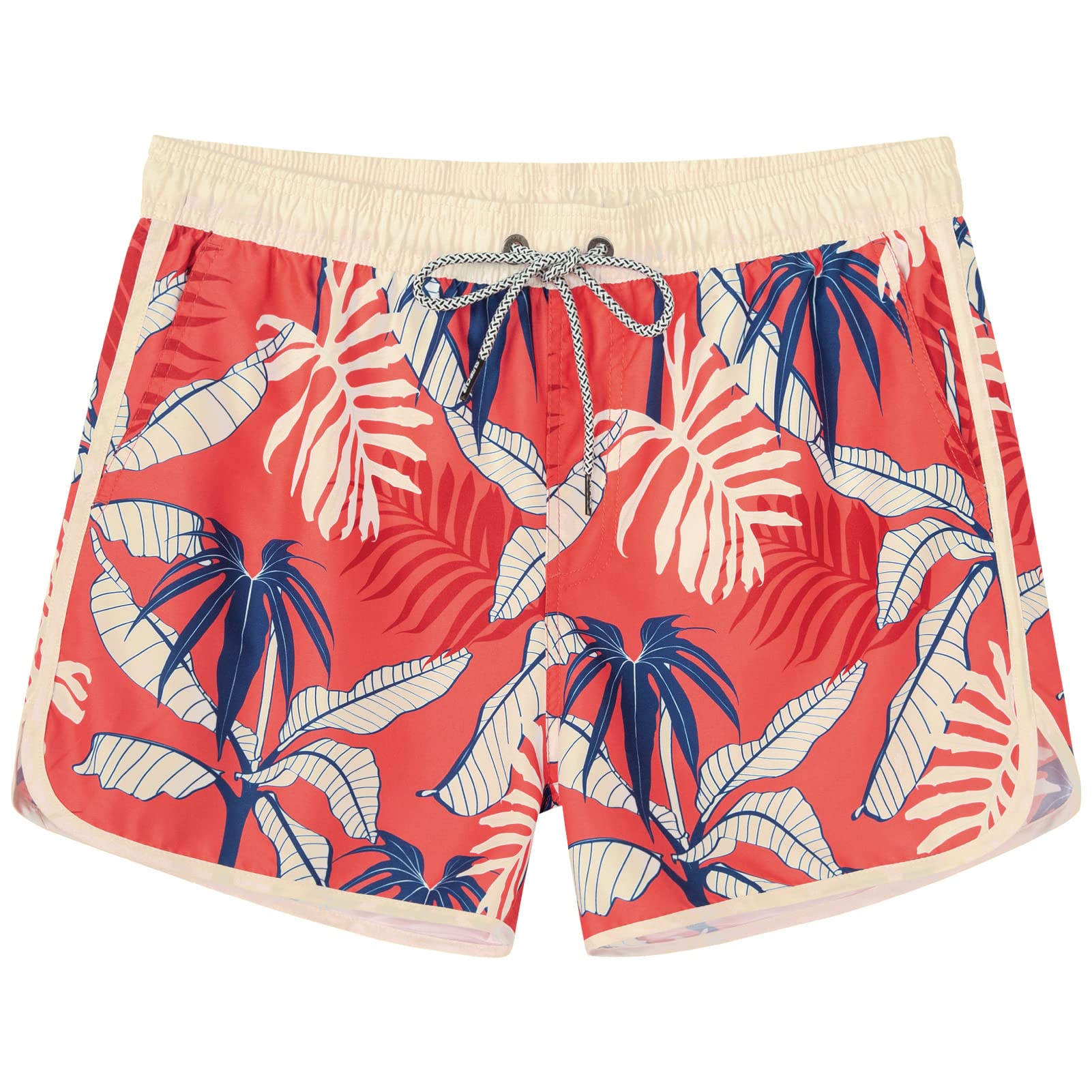 SURF CUZ Mens Swim Trunks 5" Swim Shorts Vintage Bathing Suits with Mesh Lining 80s 90s Retro Swimwear Board Shorts