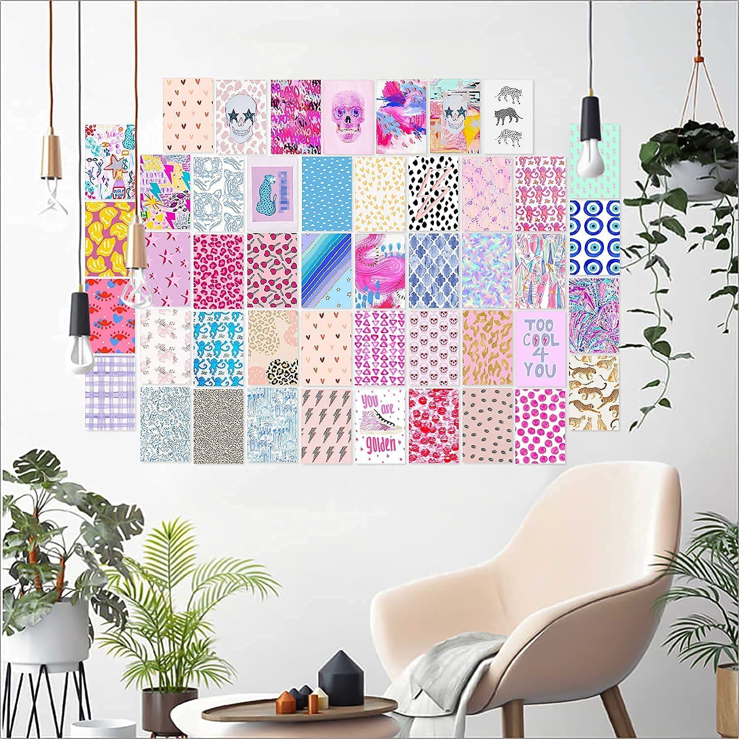 ECTY 50PCS Preppy Aesthetic Pictures Wall Collage Kit, Retro Style