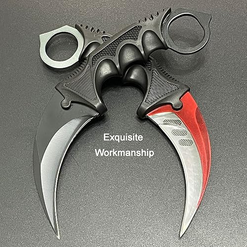 Miniatura 2 de MSgumiho Karambit - Cuchillo táctico de acero inoxidable con hoja fija con funda y cordón, adecuado para senderismo, aventura, supervivencia y