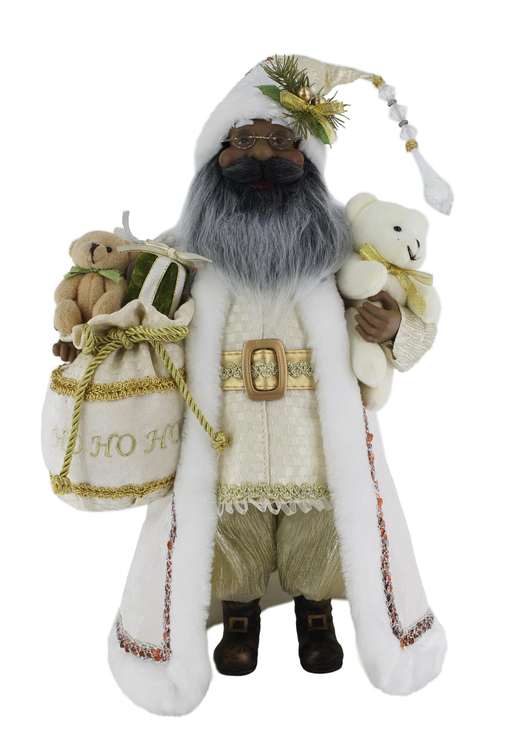 16 Inch Standing Ho African American Black Ethnic Santa Claus Christmas Figurine Figure Decoration 416010A