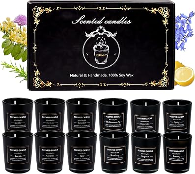 12 Paket Kokulu Mum Hediye Seti 70 ml G l  Koku Aromaterapi Kavanoz Mum Seti Soya Balmumu Ev Kokulu Banyo ve V cut  leri i in Dekoratif Mumlar Kad nlar i in En  yi Hediyeler.