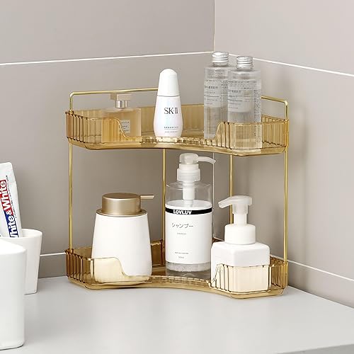 Miniatura 6 de CICONIA SOUL Organizador esquinero de baño, organizador de perfumes, bandeja de maquillaje para tocador, estante de almacenamiento de cosméticos,