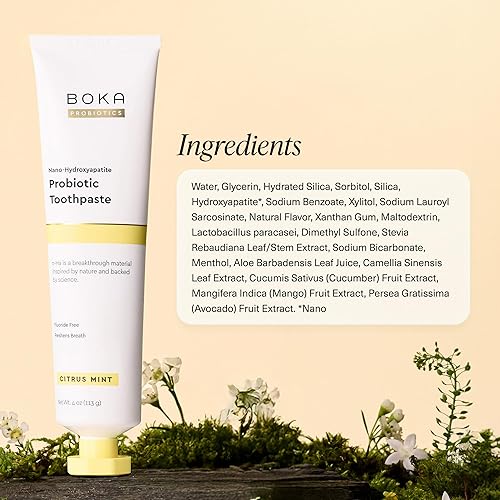 Miniatura 8 de Boka Pasta de dientes sin flúor, pasta de dientes nano hidroxiapatita, adecuada para dientes sensibles, para adultos, niños, cuidado bucal -