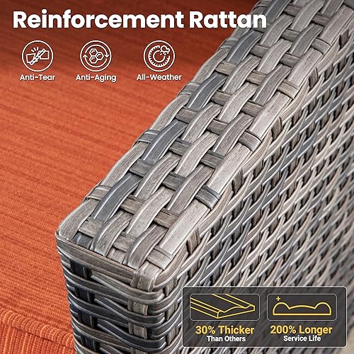 Miniatura 2 de ovios Juego de muebles de patio, 6 sillas mecedoras giratorias para exteriores, juego de sillas de patio con mesa para fogata de gas de 30 pulgadas