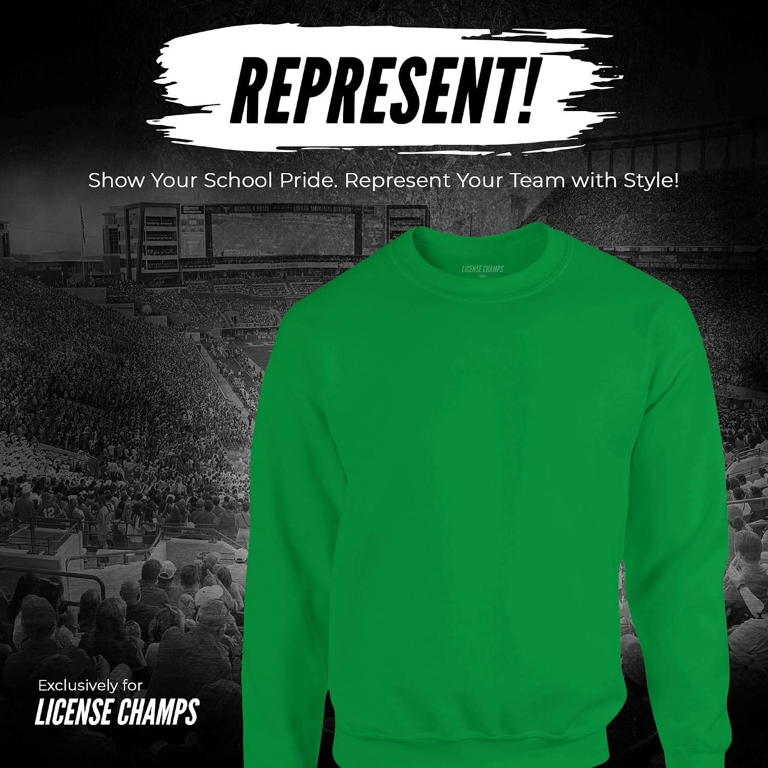 License Champs Crewneck Sweatshirt | Official College NCAA Game Day Merch | Mens Womens | Bar Logo