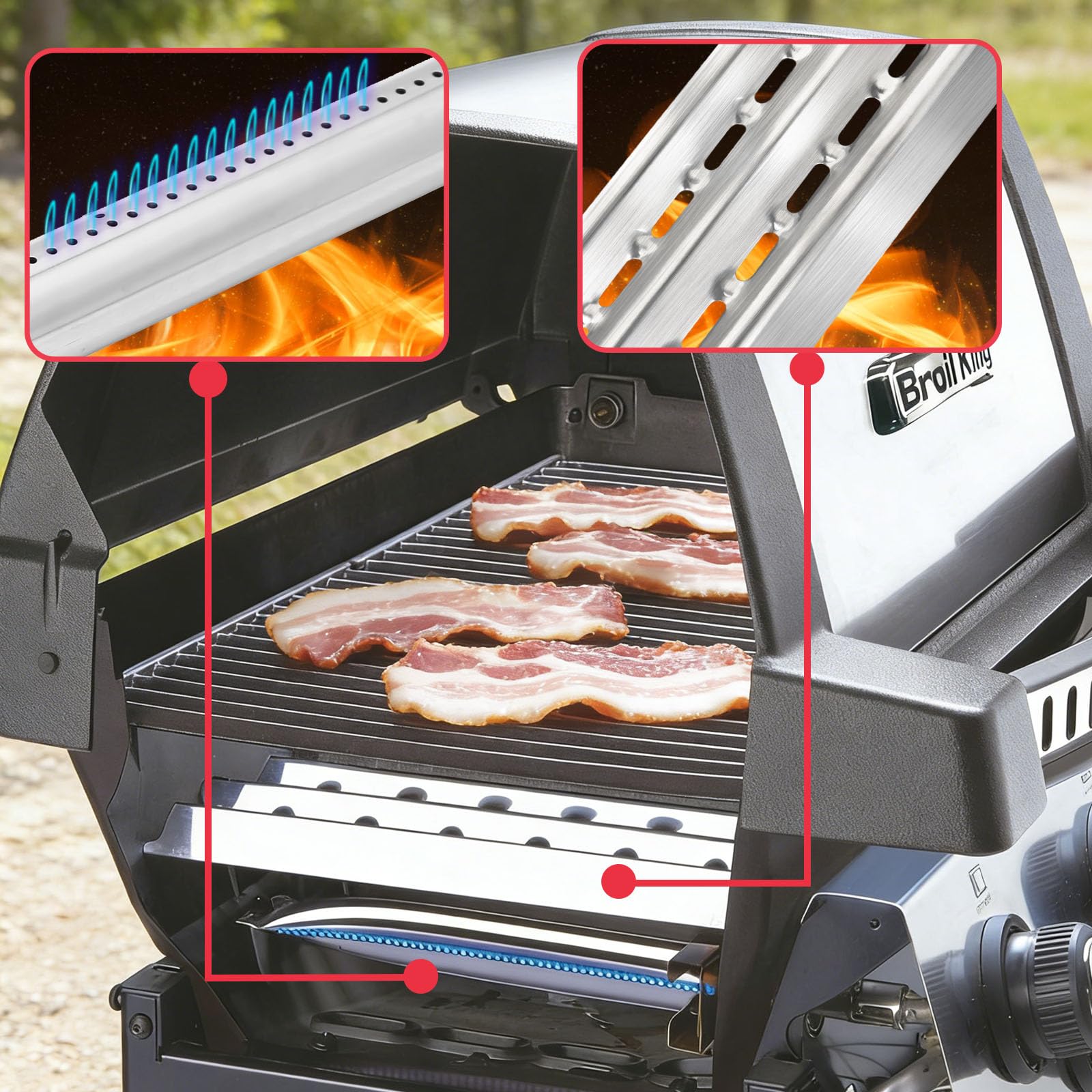 Parti di ricambio per barbecue Broil King Signet 320, Signet 20, 90, 9468-54, 9865-54, 9468-54 serie Sovereign, divisore Flav-R-Wave, scudi per bruciatori e piastre riscaldanti e starter a carbone per