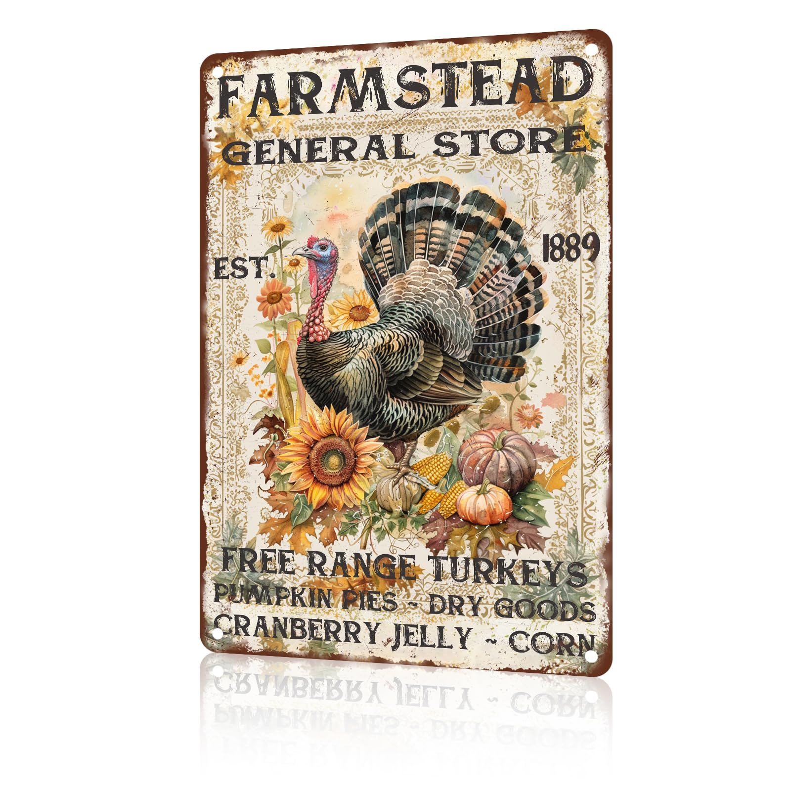 Anceky Retro Signs Farm Stead Turkey Metal Sign Animal Sign Funny Aluminum Tin Sign Wall Decor for Kitchen Farm Outside Home Bathroom 12×8 Inch