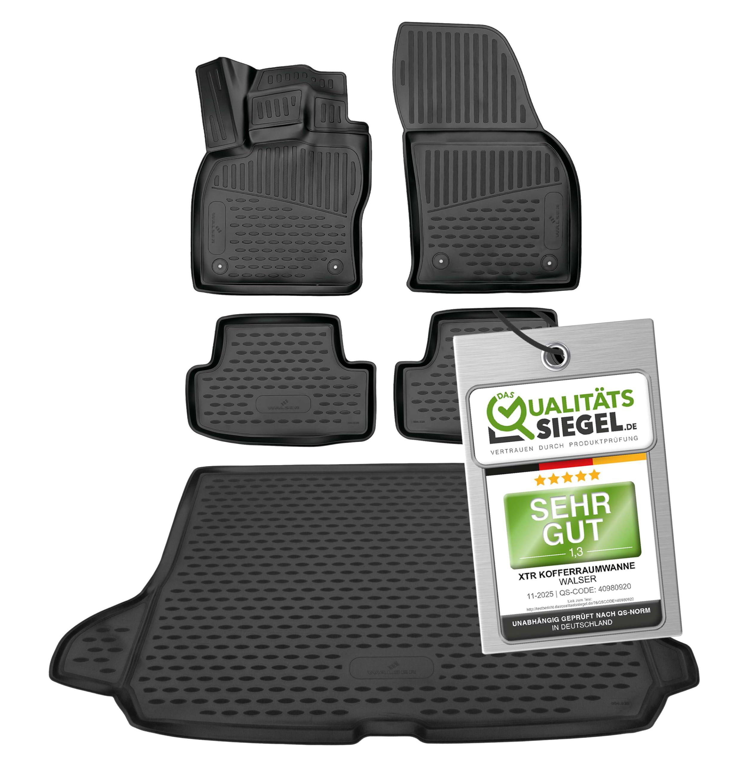 Bac de coffre Audi Q2 et tapis de sol caoutchouc WALSER - 8